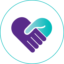 Icon of two hands being held in the shape of a heart